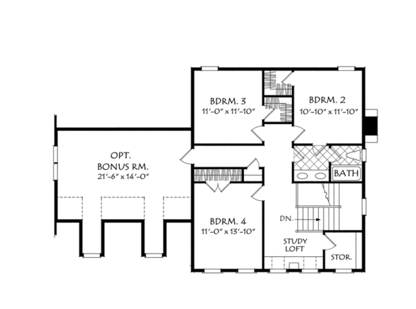 Traditional Floor Plan - Upper Floor Plan #927-955