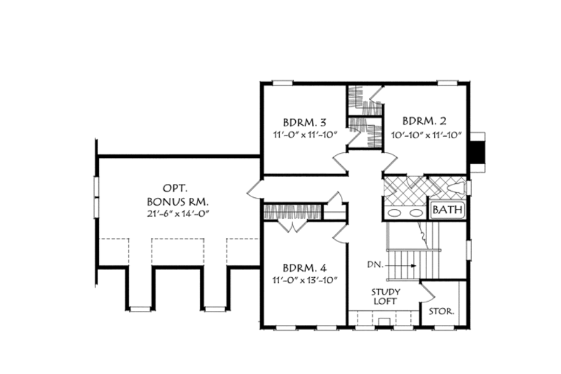 Traditional Style House Plan - 4 Beds 2.5 Baths 2442 Sq/Ft Plan #927 ...