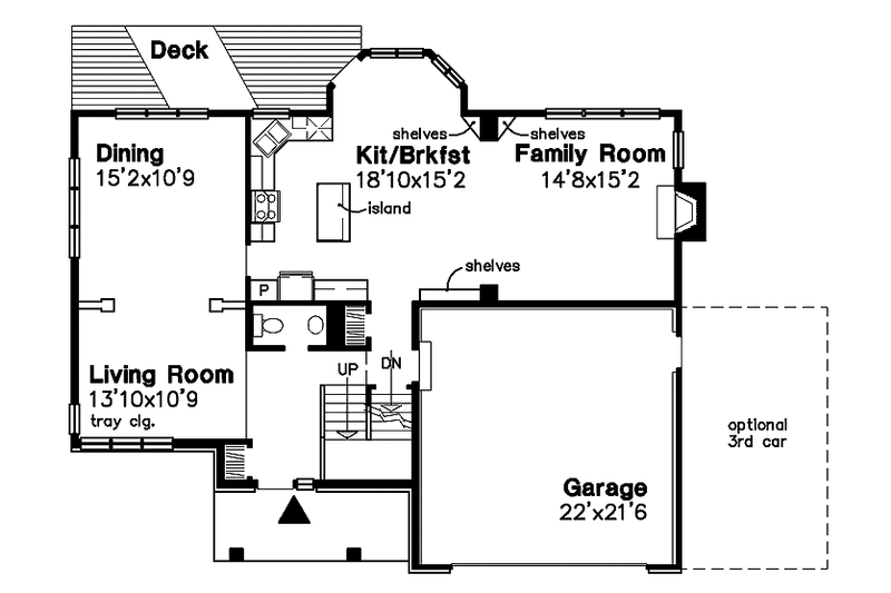 Dream House Plan - Floor Plan - Main Floor for Contemporary House Plan #320-761 - 3 bed, 2.5 bath