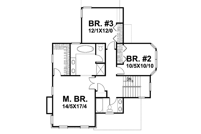Home Plan - Floor Plan - Upper Floor for Country House Plan #320-842 - 3 bed, 2.5 bath