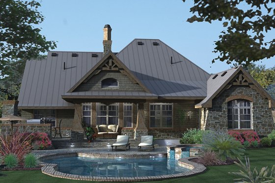 Exterior - Rear Elevation for Country House Plan #120-243 - 3 bed, 2.5 bath