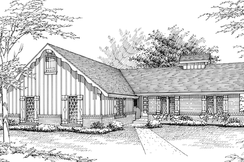 Architectural House Design - Ranch Exterior - Front Elevation Plan #45-439
