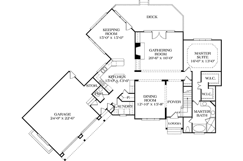 Architectural House Design - Floor Plan - Main Floor for Country House Plan #453-274 - 4 bed, 3.5 bath