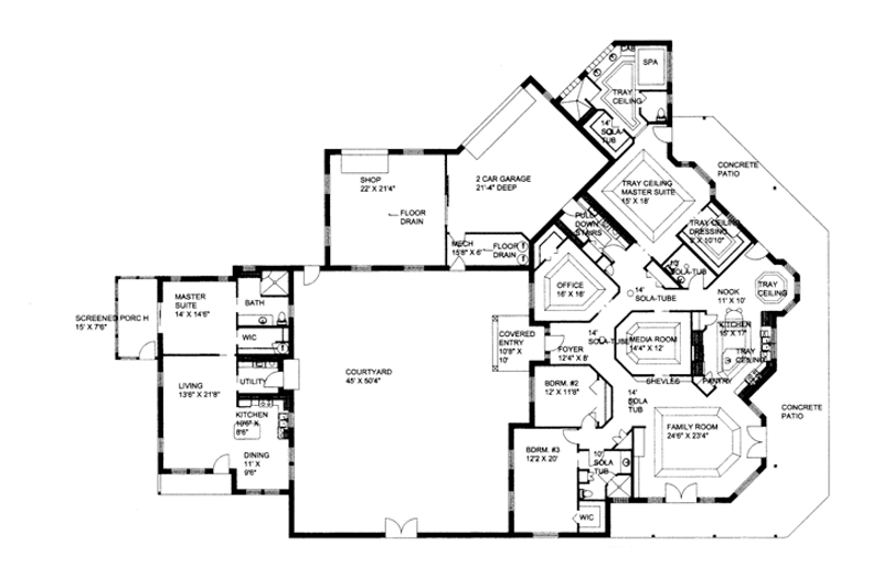 Architectural House Design - Floor Plan - Main Floor for Ranch House Plan #117-847 - 4 bed, 3.5 bath