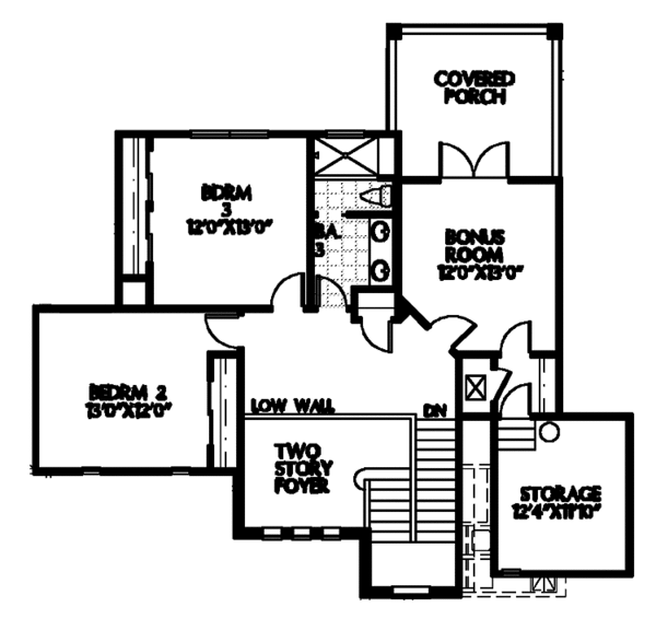 Architectural House Design - Mediterranean Floor Plan - Upper Floor Plan #999-111