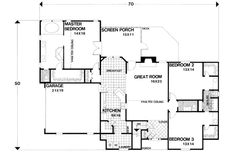 Home Plan - Floor Plan - Main Floor for Traditional House Plan #56-161 - 3 bed, 2 bath