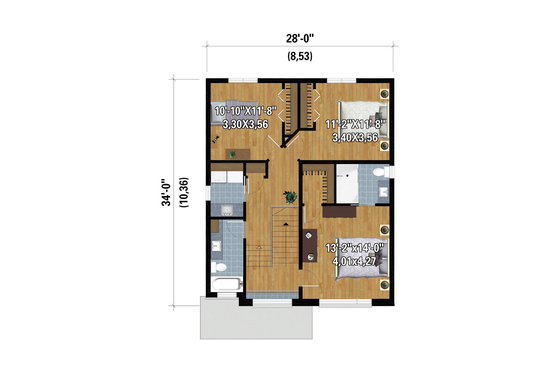 Floor Plan - Upper Floor for Contemporary House Plan #25-4874 - 3 bed, 2.5 bath