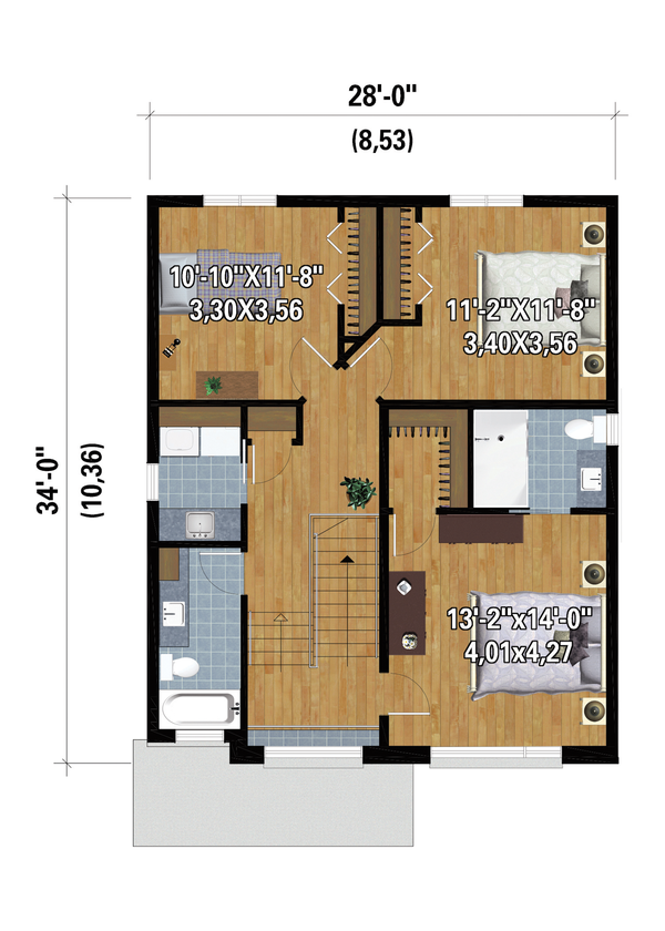 House Blueprint - Contemporary Floor Plan - Upper Floor Plan #25-4874