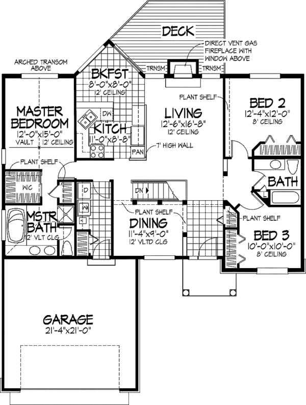 House Plan Design - Ranch Floor Plan - Main Floor Plan #320-540