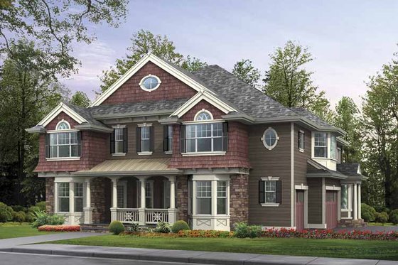 Exterior - Front Elevation 3 for Craftsman House Plan #132-514 - 5 bed, 5.5 bath