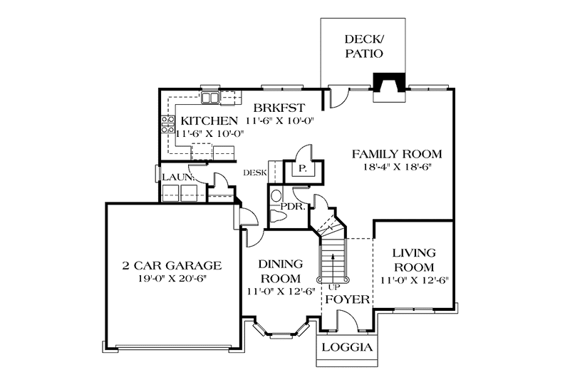 Architectural House Design - Floor Plan - Main Floor for Colonial House Plan #453-478 - 3 bed, 2.5 bath
