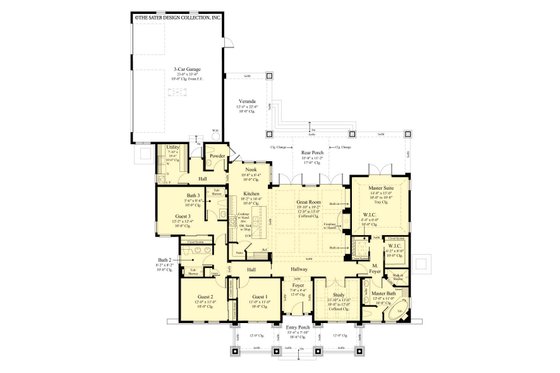 Floor Plan - Main Floor for Craftsman House Plan #930-543 - 4 bed, 3.5 bath