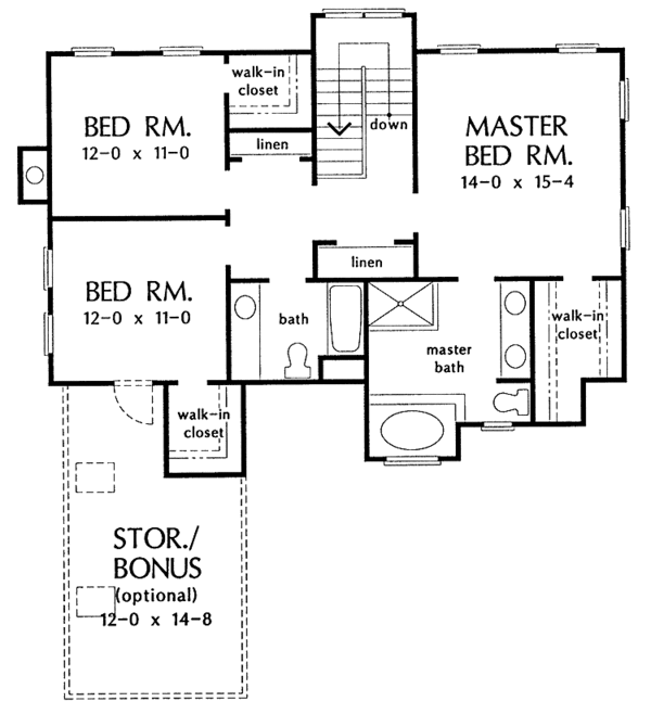 House Blueprint - Traditional Floor Plan - Upper Floor Plan #929-204