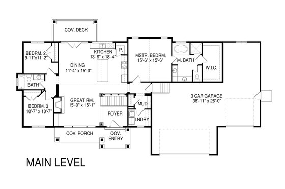 Floor Plan - Main Floor for Craftsman House Plan #920-32 - 6 bed, 3 bath