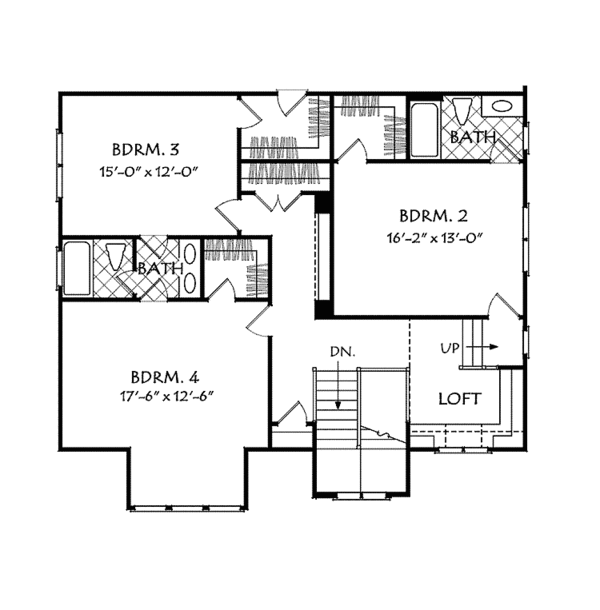 Traditional Floor Plan - Upper Floor Plan #927-936