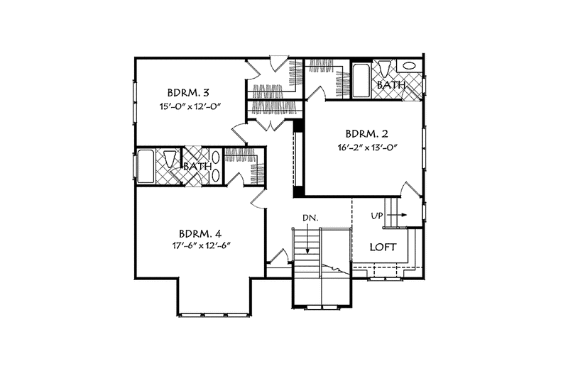 Architectural House Design - Floor Plan - Upper Floor for Traditional House Plan #927-936 - 4 bed, 3.5 bath