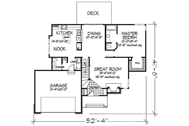 Home Plan - Floor Plan - Main Floor for Prairie House Plan #320-1052 - 4 bed, 2.5 bath