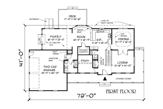 Floor Plan - Main Floor for Country House Plan #75-118 - 4 bed, 2.5 bath