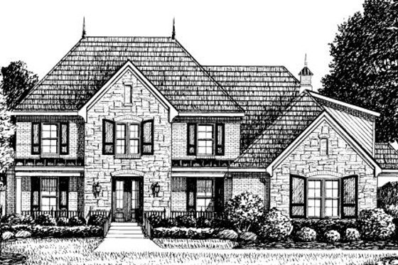 Exterior - Front Elevation for European House Plan #34-224 - 3 bed, 3.5 bath