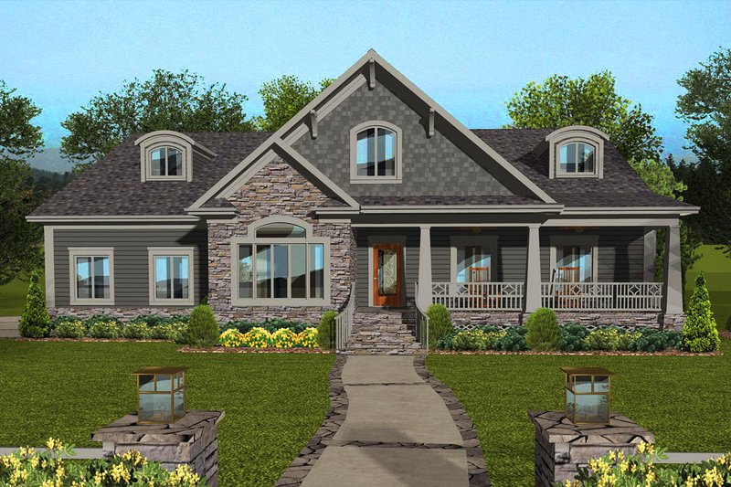 Dream House Plan - Craftsman Exterior - Front Elevation Plan #56-713