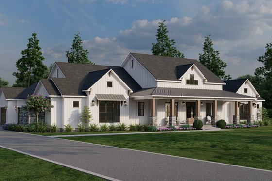 Exterior - Front Elevation 4 for Farmhouse House Plan #923-365 - 4 bed, 3.5 bath