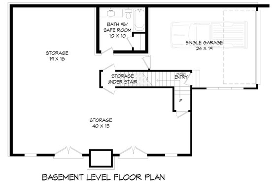 Floor Plan - Lower Floor for Farmhouse House Plan #932-1137 - 3 bed, 2.5 bath