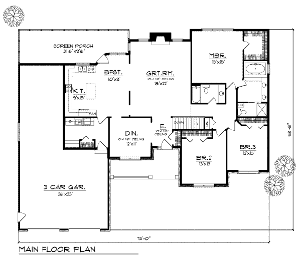 House Plan Design - Traditional Floor Plan - Main Floor Plan #70-325