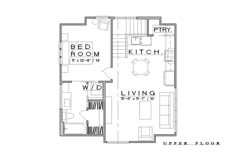 Architectural House Design - Floor Plan - Upper Floor for Farmhouse House Plan #935-29 - 1 bed, 1 bath