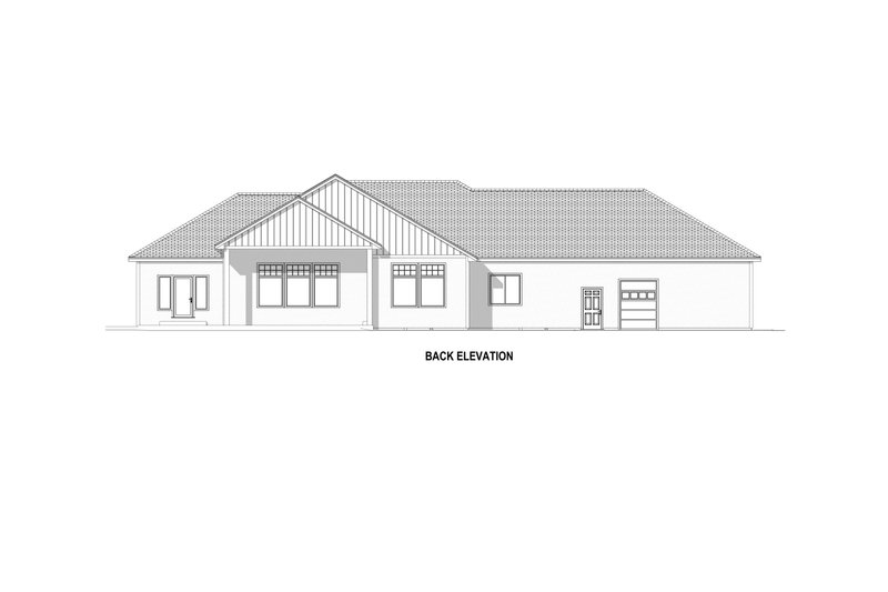 House Plan Design - Exterior - Rear Elevation 1 for Ranch House Plan #1084-2 - 5 bed, 4 bath