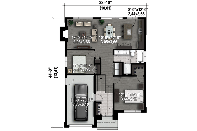 Dream House Plan - Floor Plan - Main Floor 1 for Contemporary House Plan #25-4284 - 2 bed, 1 bath