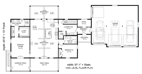 House Blueprint - Southern Floor Plan - Main Floor Plan #932-852