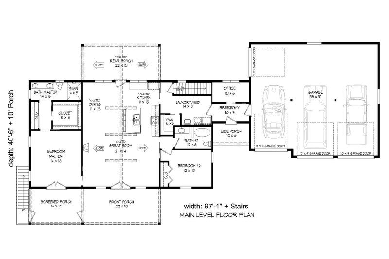 House Blueprint - Floor Plan - Main Floor for Southern House Plan #932-852 - 4 bed, 3 bath