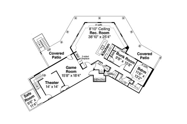European Floor Plan - Lower Floor Plan #124-1266