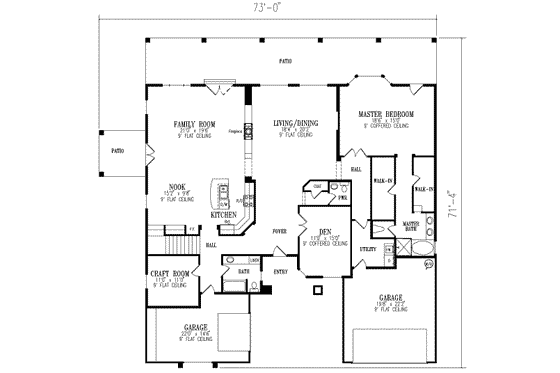 Floor Plan - Main Floor for Adobe / Southwestern House Plan #1-654 - 3 bed, 3.5 bath