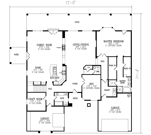 Architectural House Design - Adobe / Southwestern Floor Plan - Main Floor Plan #1-654
