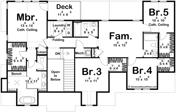 Tudor Floor Plan - Upper Floor Plan #455-516