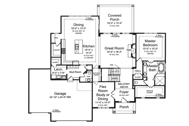 Architectural House Design - Floor Plan - Main Floor for Traditional House Plan #46-887 - 3 bed, 2.5 bath