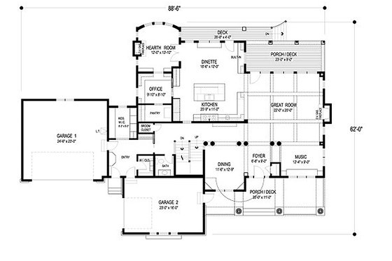 Floor Plan - Main Floor for Traditional House Plan #56-604 - 4 bed, 4 bath