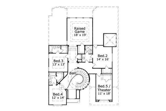Floor Plan - Upper Floor for European House Plan #411-644 - 5 bed, 4.5 bath