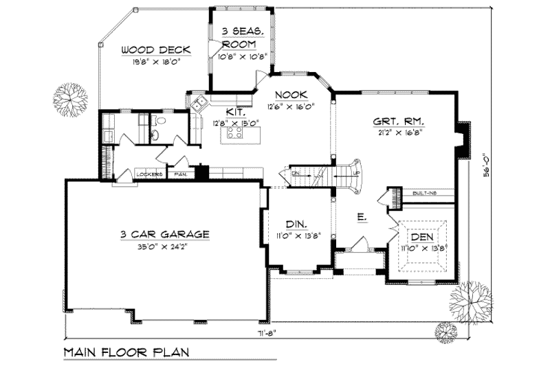 Dream House Plan - Floor Plan - Main Floor for Traditional House Plan #70-450 - 4 bed, 2.5 bath
