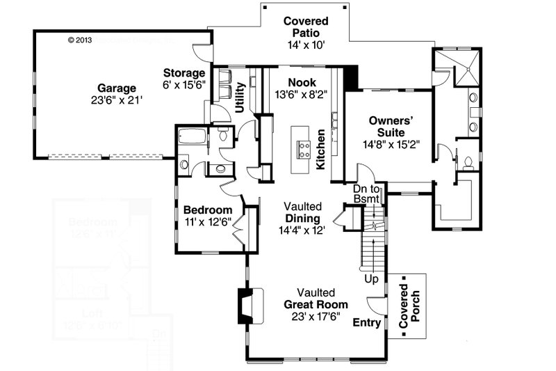 Architectural House Design - Floor Plan - Main Floor for Farmhouse House Plan #124-901 - 3 bed, 3 bath