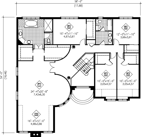 European Floor Plan - Upper Floor Plan #25-285