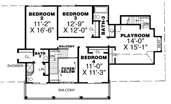 Southern Floor Plan - Upper Floor Plan #34-138