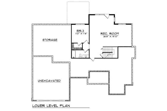 Floor Plan - Lower Floor for Traditional House Plan #70-298 - 2 bed, 2 bath