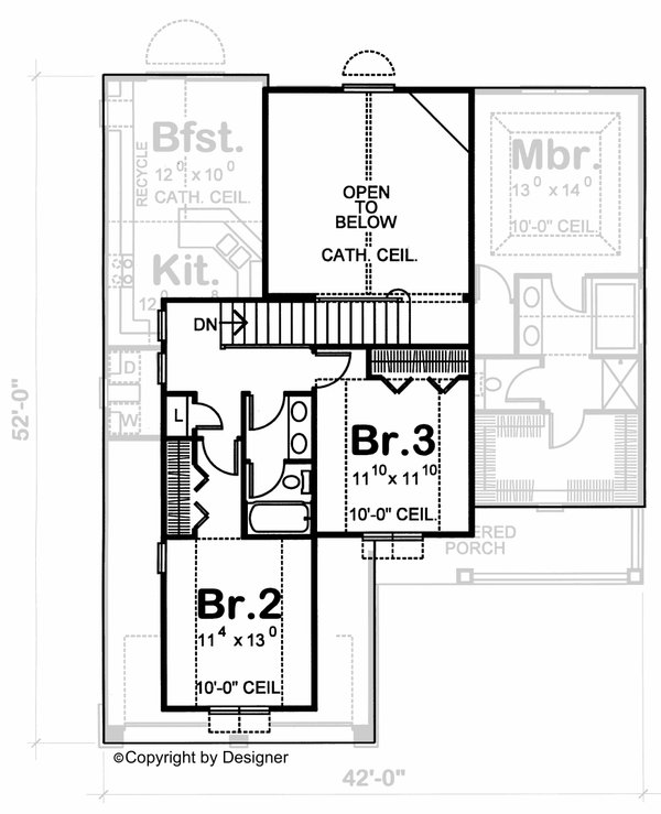 Farmhouse Floor Plan - Upper Floor Plan #20-1407
