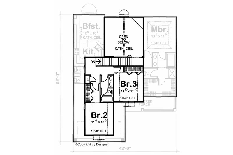 Dream House Plan - Floor Plan - Upper Floor for Farmhouse House Plan #20-1407 - 3 bed, 2.5 bath