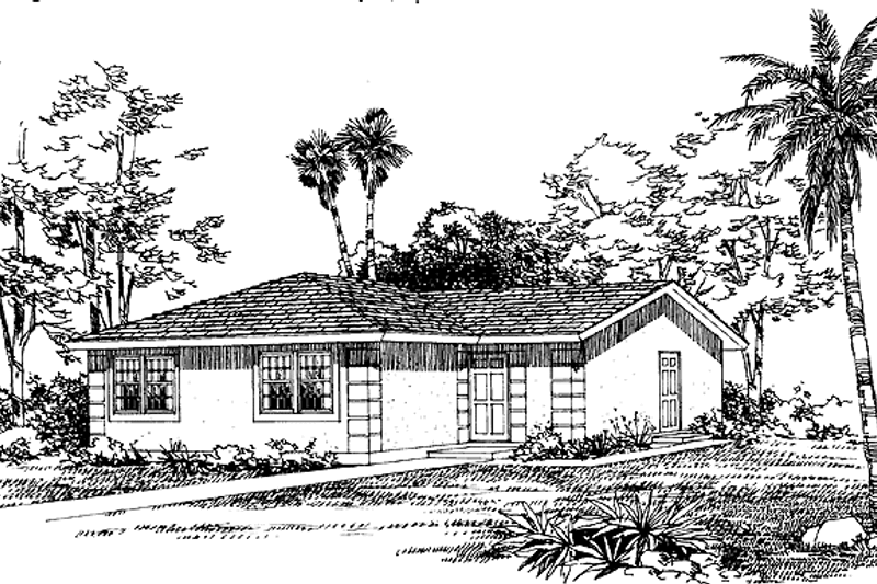 Architectural House Design - Adobe / Southwestern Exterior - Front Elevation Plan #72-1029