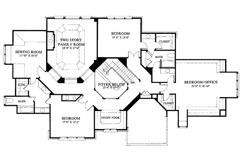 Home Plan - Floor Plan - Upper Floor 1 for European House Plan #429-193 - 4 bed, 3.5 bath