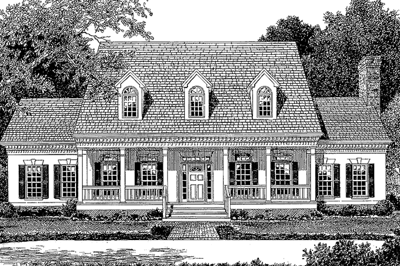 Dream House Plan - Exterior - Front Elevation 3 for Classical House Plan #453-92 - 4 bed, 3.5 bath