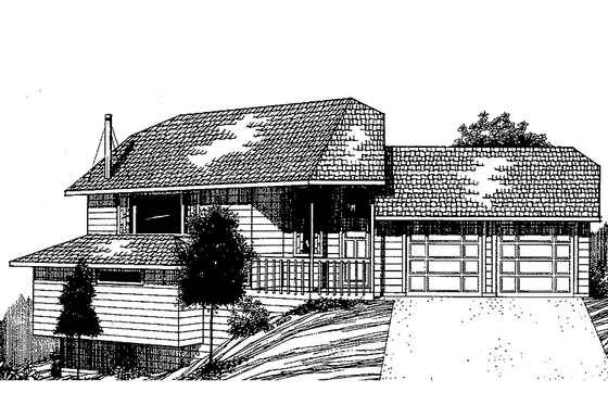 Exterior - Front Elevation 3 for Contemporary House Plan #60-762 - 3 bed, 2.5 bath